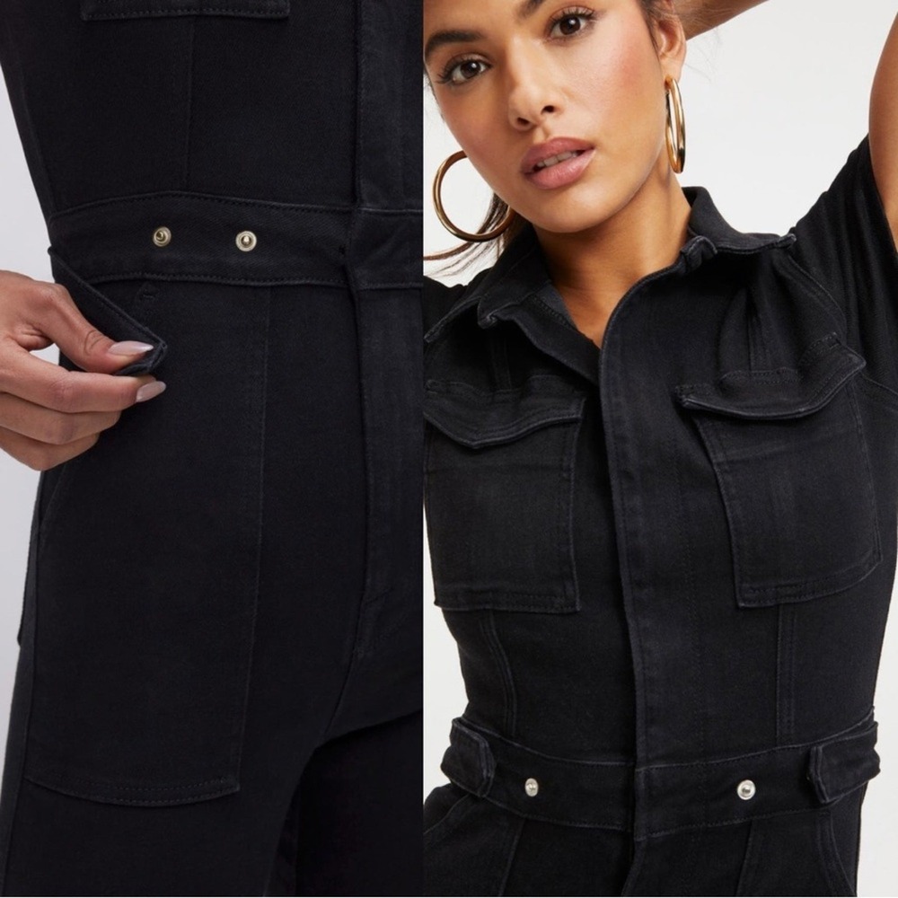 Good American Jumpsuit Fit For Success Bootcut Denim Black Small Comfy Gorpcore - Picture 8 of 14